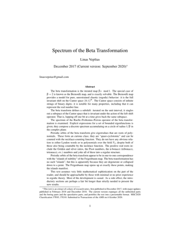 Spectrum of the Beta Transformation