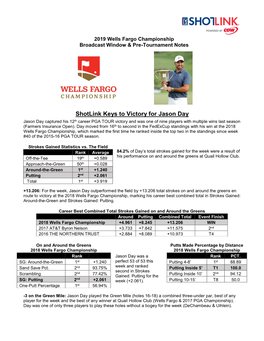 2019 Wells Fargo Championship Shotlink & Broadcast Window Notes