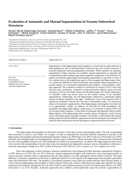 Evaluation of Automatic and Manual Segmentations in Neonate Subcortical Structures