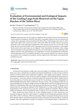 Evaluation of Environmental and Ecological Impacts of the Leading Large-Scale Reservoir on the Upper Reaches of the Yellow River