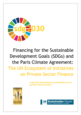 Financing for the Sustainable Development Goals (Sdgs) And