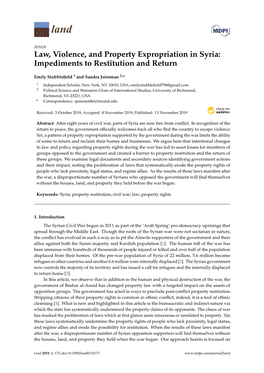 Law, Violence, and Property Expropriation in Syria: Impediments to Restitution and Return