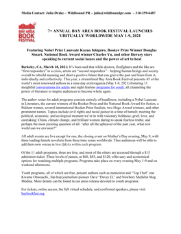 2021 Bay Area Book Festival Press Release