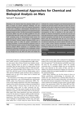 Electrochemical Approaches for Chemical and Biological Analysis on Mars Samuel P