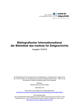 Bibliografischer Informationsdienst 10/2019