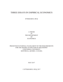 Three Essays in Empirical Economics