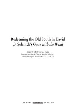 Redeeming the Old South in David O. Selznick's Gone with the Wind