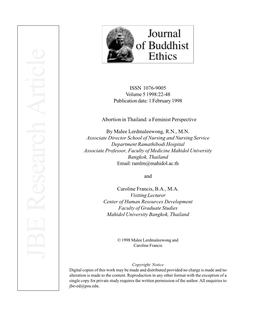 Journal of Buddhist Ethics Volume 5, 1998:22-48