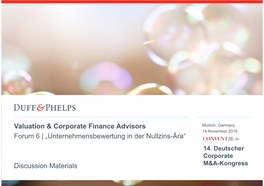 Valuation & Corporate Finance Advisors Forum 6