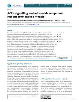 ACTH Signalling and Adrenal Development: Lessons from Mouse Models