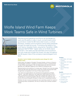 Wolfe Island Wind Farm Taps MOTOTRBO to Keep Work Teams