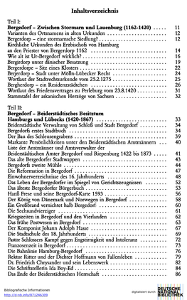 Inhaltsverzeichnis Teil I: Bergedorf