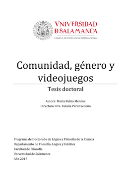 Comunidad, Género Y Videojuegos Tesis Doctoral