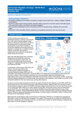 Democratic Republic of Congo • North Kivu Situation Report No