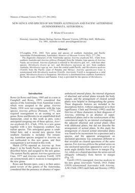 New Genus and Species of Southern Australian and Pacific Asterinidae (Echinodermata, Asteroidea)