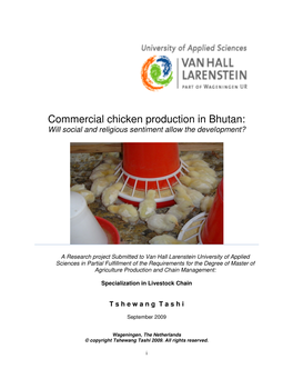 Commercial Chicken Production in Bhutan: Will Social and Religious Sentiment Allow the Development?