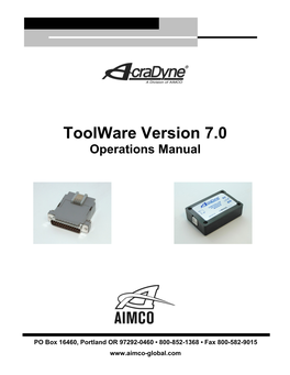 Toolware Manual Outline