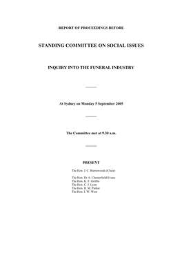 Standing Committee on Social Issues