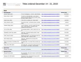 Titles Ordered December 14 - 21, 2018