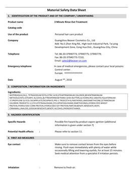 Material Safety Data Sheet