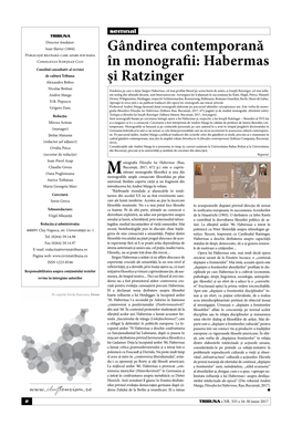 Gândirea Contemporană În Monografii: Habermas Și Ratzinger 2 Editorial Hemografia Unui Melancolic Mircea Arman De La Sf