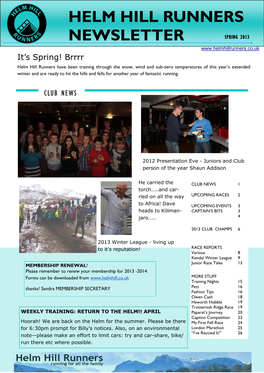 Helm Hill Runners Newsletter