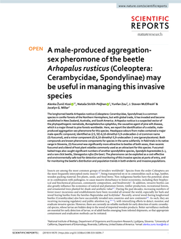 A Male-Produced Aggregation-Sex Pheromone of the Beetle Arhopalus