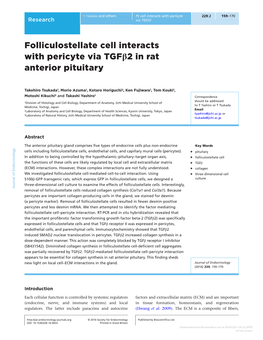 Folliculostellate Cell Interacts with Pericyte Via Tgfβ2 in Rat Anterior Pituitary