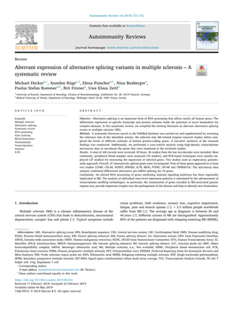 Aberrant Expression of Alternative Splicing Variants in Multiple Sclerosis