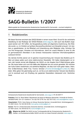 SAGG-Bulletin 1/2007