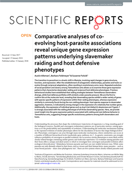 Evolving Host-Parasite Associations Reveal Unique Gene Expression