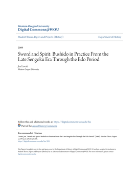 Bushido in Practice from the Late Sengoku Era Through the Edo Period Joe Lovatt Western Oregon University