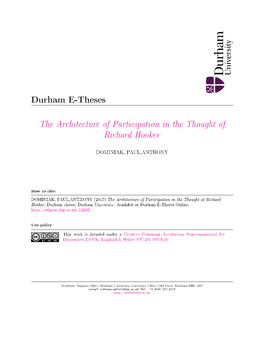 The Architecture of Participation in the Thought of Richard Hooker