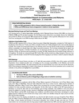 Consolidated Report on Communities and Returns Weekly Report 22 – 28 April 2006