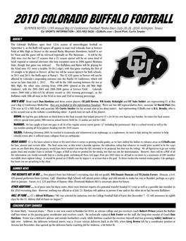 2010 Colorado Buffalo Football