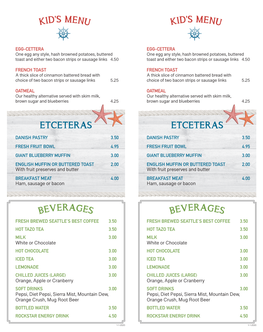 Beverages Kid's Menu