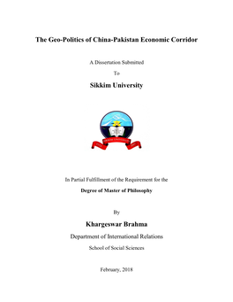 The Geo-Politics of China-Pakistan Economic Corridor