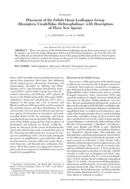 Placement of the Faltala Oman Leafhopper Group (Hemiptera: Cicadellidae: Deltocephalinae) with Descriptions of Three New Species