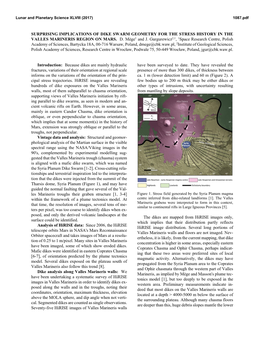 Surprising Implications of Dike Swarm Geometry for the Stress History in the Valles Marineris Region on Mars