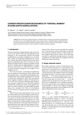 Current-Driven Quantum Dynamics of Toroidal Moment in Rare-Earth Nanoclusters