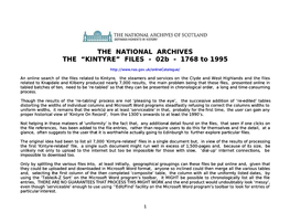 THE NATIONAL ARCHIVES the “KINTYRE” FILES - 02B - 1768 to 1995