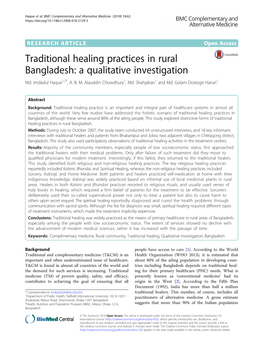 Traditional Healing Practices in Rural Bangladesh: a Qualitative Investigation Md