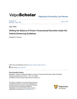 Prosecutorial Discretion Under the Federal Sentencing Guidelines