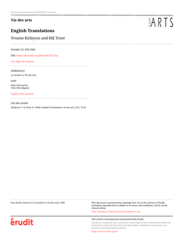 English Translations Yvonne Kirbyson and Bill Trent