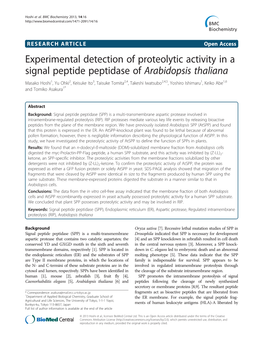 Experimental Detection of Proteolytic Activity in a Signal Peptide