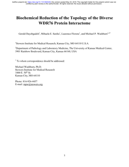 Biochemical Reduction of the Topology of the Diverse WDR76 Protein Interactome