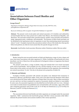 Associations Between Fossil Beetles and Other Organisms