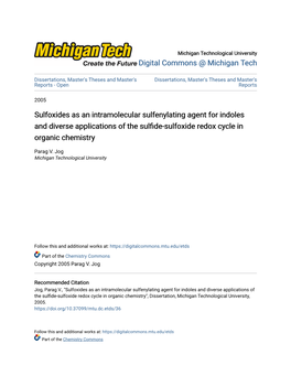 Sulfoxides As an Intramolecular Sulfenylating Agent for Indoles and Diverse Applications of the Sulfide-Sulfoxide Redox Cycle in Organic Chemistry