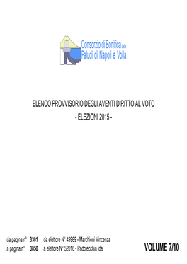 VOLUME 7/10 X Pagina 3301 ELENCO PROVVISORIO DEGLI AVENTI DIRITTO AL VOTO - ELEZIONI 2015