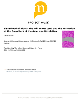 Sisterhood of Blood: the Will to Descend and the Formation of The